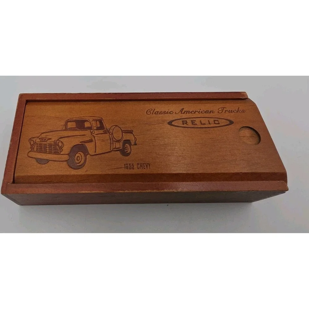 Relic Chevy Truck 1955 Watch Japan Leather Band ZR 94707 with Wood Box